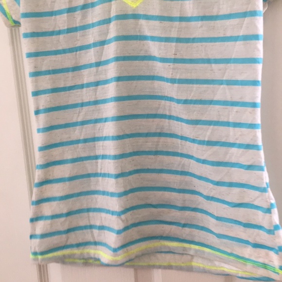 FINAL MARKDOWN Wet Seal Blue and Yellow Striped Short Sleeve Tee Junior large - Picture 2 of 5
